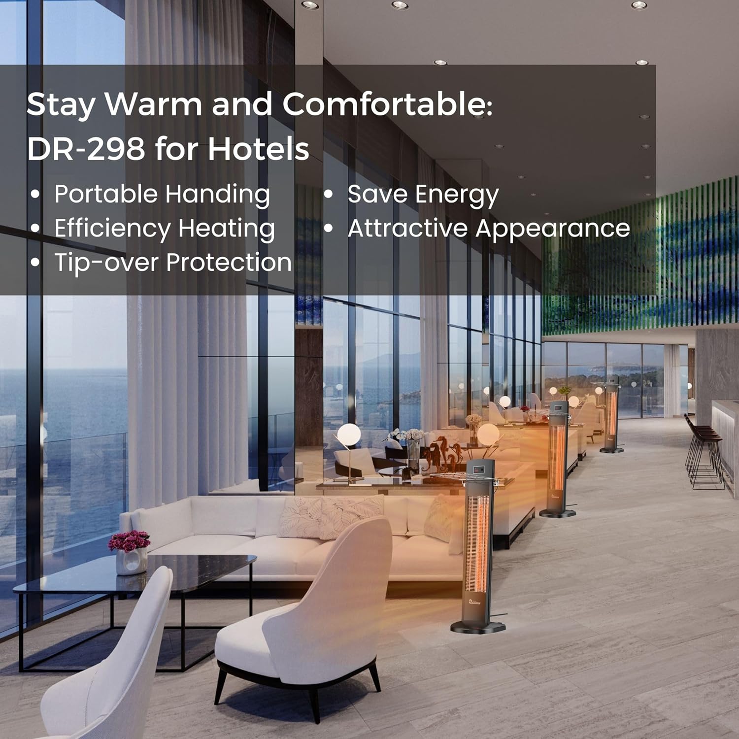 Dr Infrared Heater DR-238 Carbon Infrared Outdoor Heater for Restaurant, Patio, Backyard, Garage, and Decks, Standard, Black