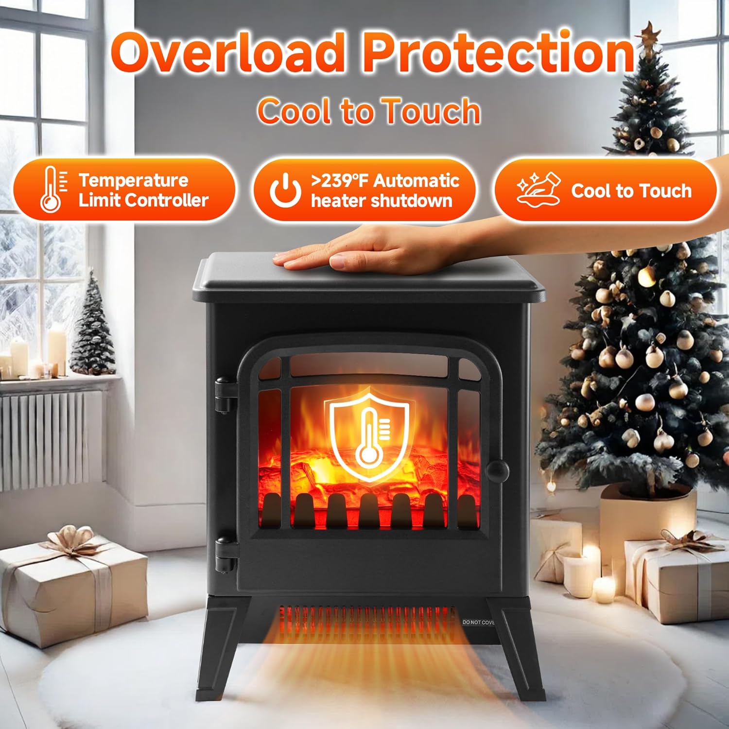 16 Small Electric Fireplace Heater - Desk Space Heater with Realistic Led 3D Flames, Freestanding Fire Places Electric Fireplace Heater for Indoor Use, 750 | 1500w, Overheating Protection