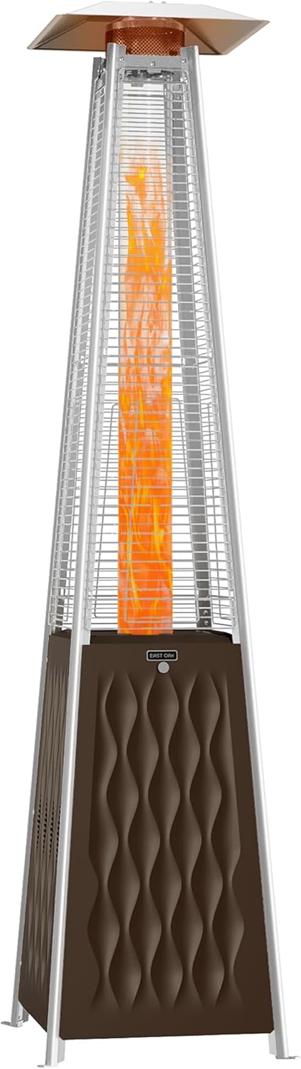 EAST OAK Pyramid Patio Heater, 48,000 BTU Outdoor Patio Heater, Quartz Glass Tube Propane Heater, Triple Protection System, With Wheels, Outdoor Heater for Commercial & Residential, Green