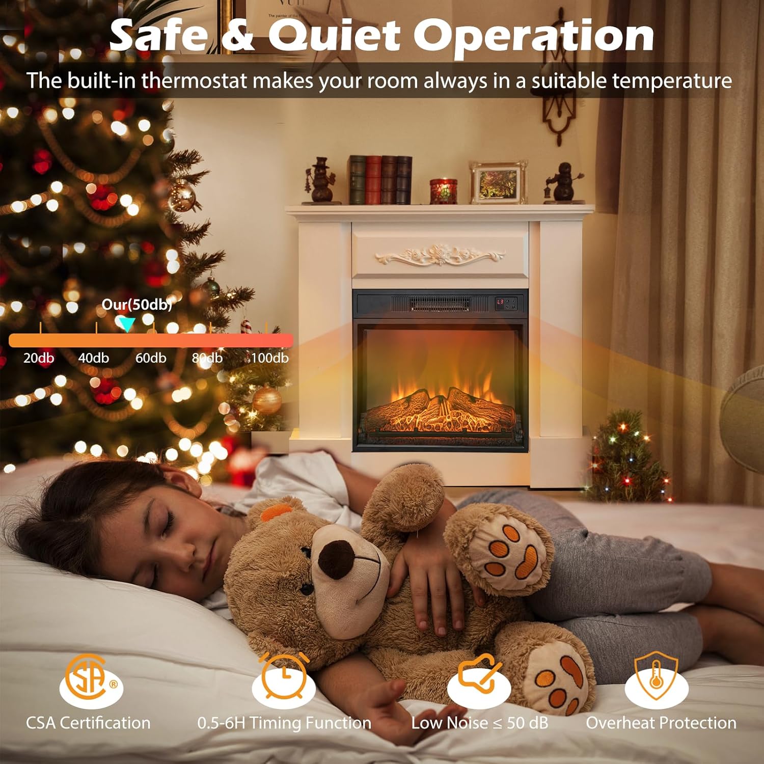 Tangkula 18 Inches Electric Fireplace Insert, Recessed 1400 W Electric Fireplace w/Adjustable Flame & Heat, Built-in Timer & Thermostat, Control Panel & Remote and Overheat Protection, Black