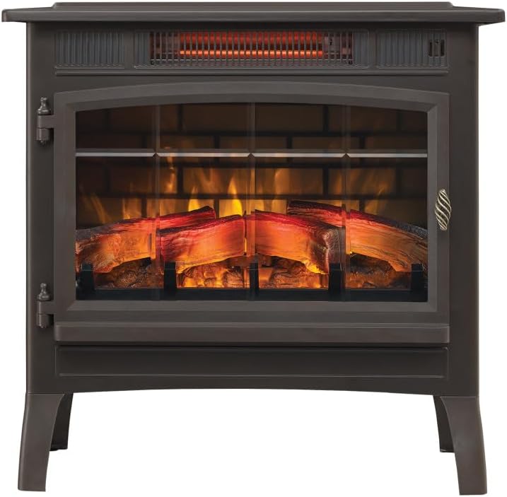 duraflame Freestanding Electric Fireplace Stove Heater with 3D Flame Effect for 1,000 Sq. Ft. Room, Black