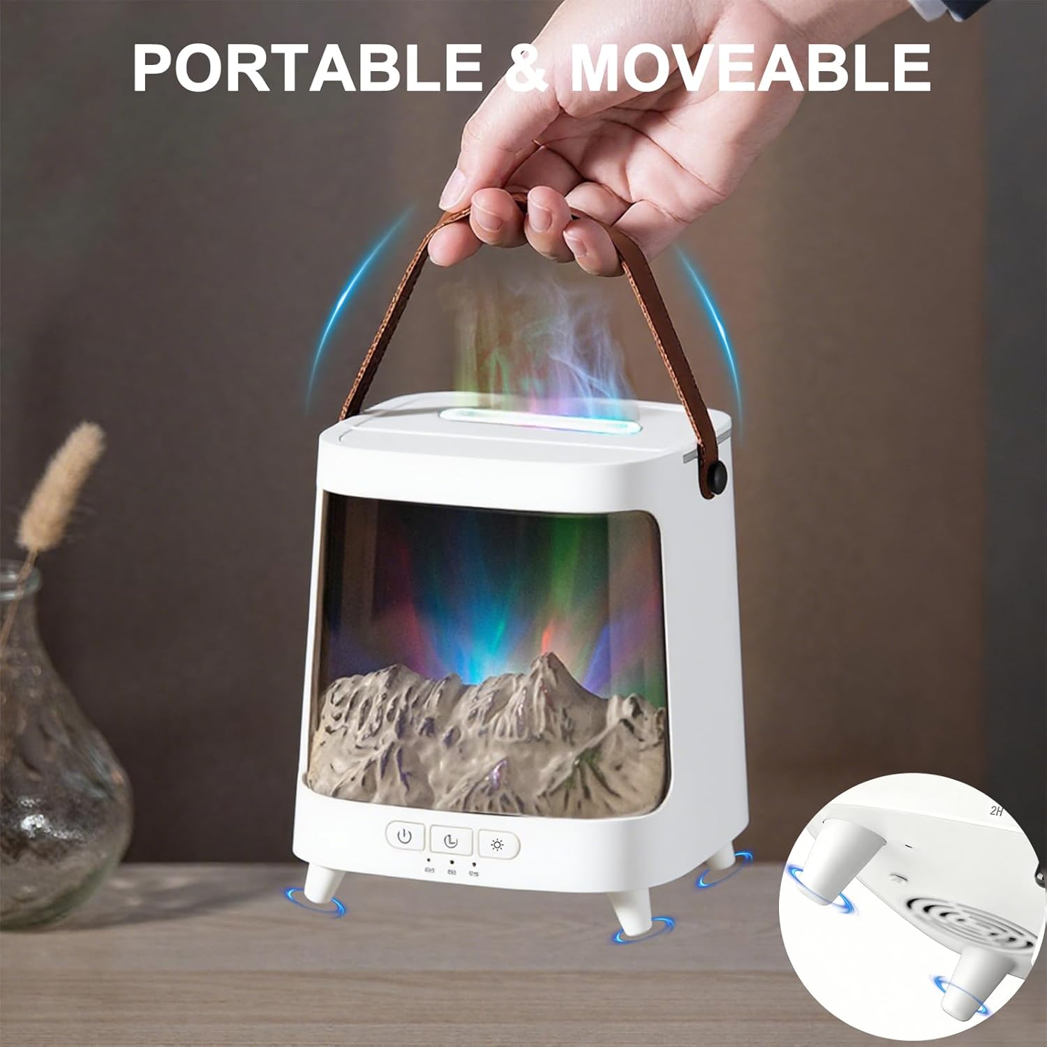 Colorful Flame Fire Diffuser Humidifier, 7 Colors Changing Oil Diffuser, Ultra-Quiet Aroma Essential Oils Aromatherapy Diffusers for Large Room, Bedroom, Office(Timeable, Waterless Auto off-150ml)