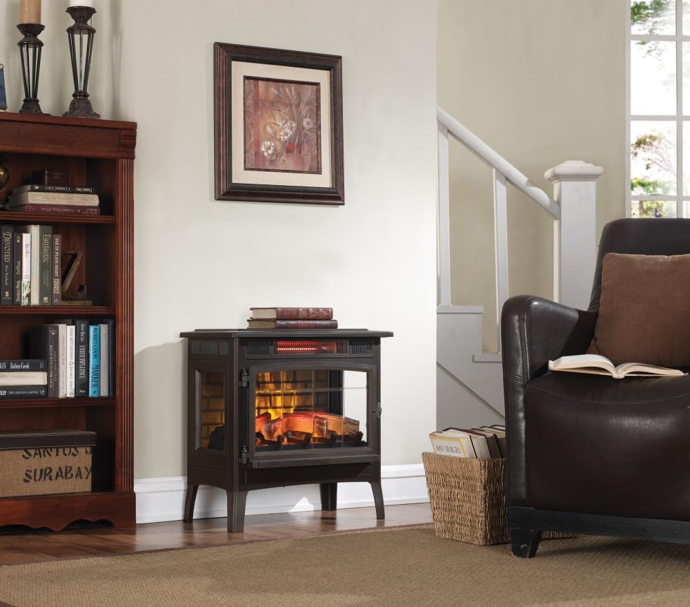 duraflame Freestanding Electric Fireplace Stove Heater with 3D Flame Effect for 1,000 Sq. Ft. Room, Black