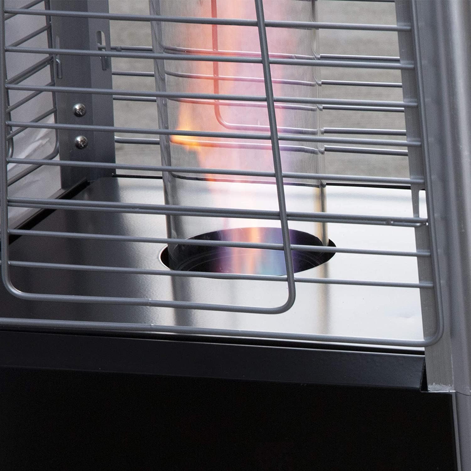 Outdoor Heater with Wheels Patio Heater Pyramid Deck Tower Patio Heaters for Outdoor Use Flame Glass Tube 42000 BTU Hammered Bronze Propane Natural Gas Tip Resist Safe ETL Black