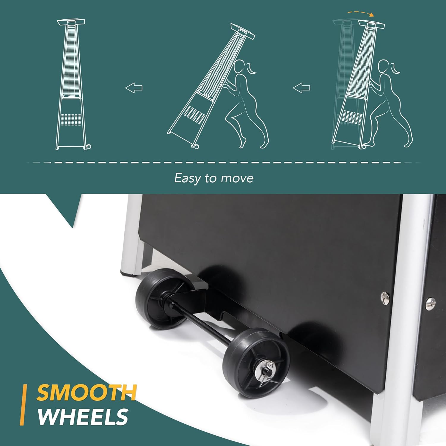 Pamapic Patio Heater with Cover, 48,000 BTU Pyramid Flame Outdoor Heater Quartz Glass Tube 87 Propane Heater