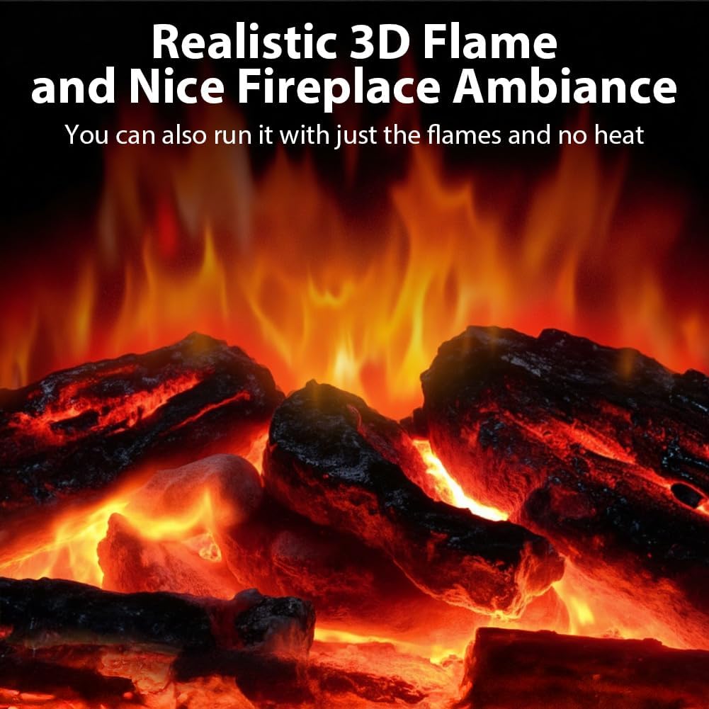 LifePlus Electric Fireplace Heater, Portable Wood Fireplace Stove with 3D Realistic Dancing Flame Effect, Tabletop Fireplace Space Heater Overheat Protection for Indoor Use Bedroom Office,1500W