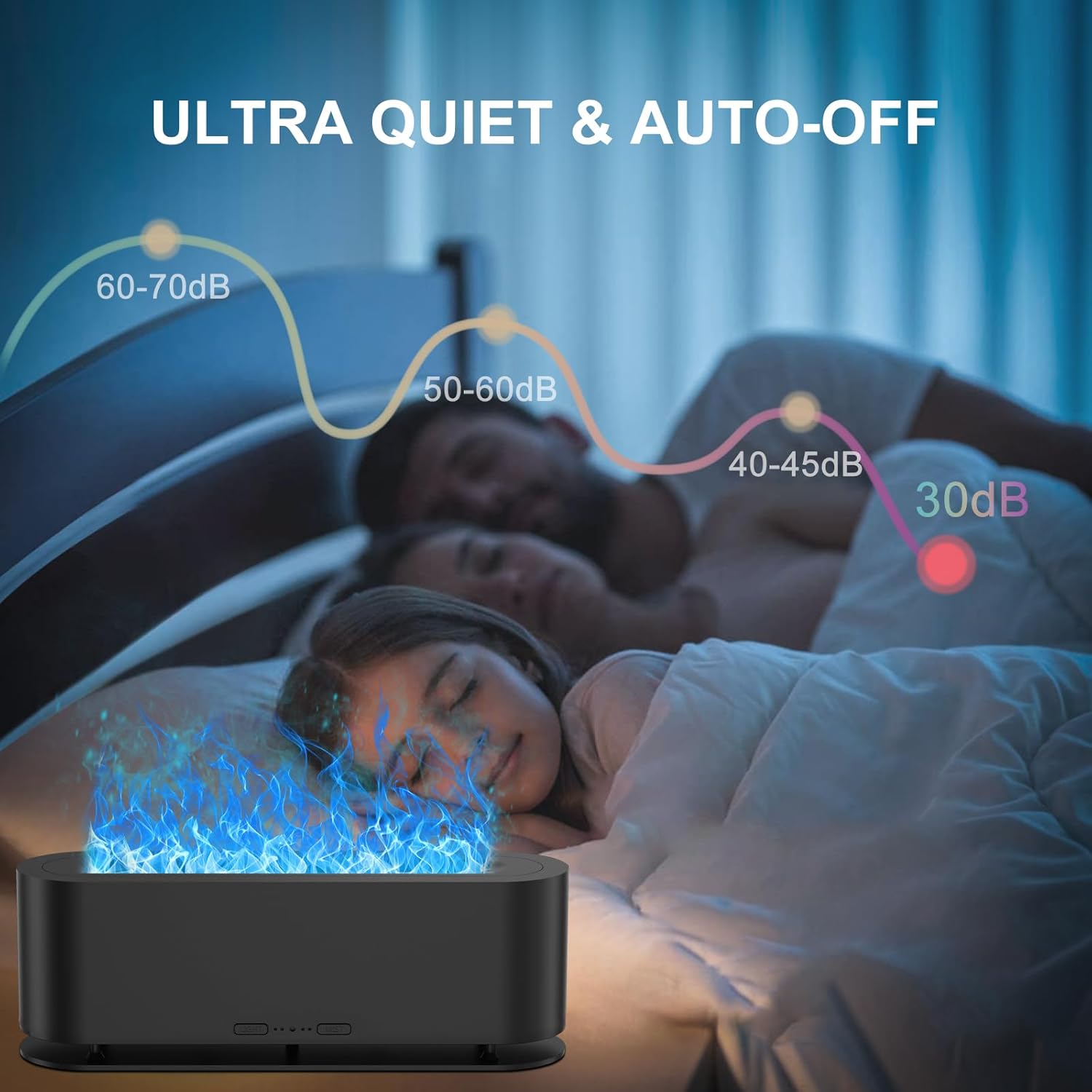 Colorful Flame Fire Diffuser Humidifier, 7 Colors Changing Oil Diffuser, Ultra-Quiet Aroma Essential Oils Aromatherapy Diffusers for Large Room, Bedroom, Office(Timeable, Waterless Auto off-150ml)