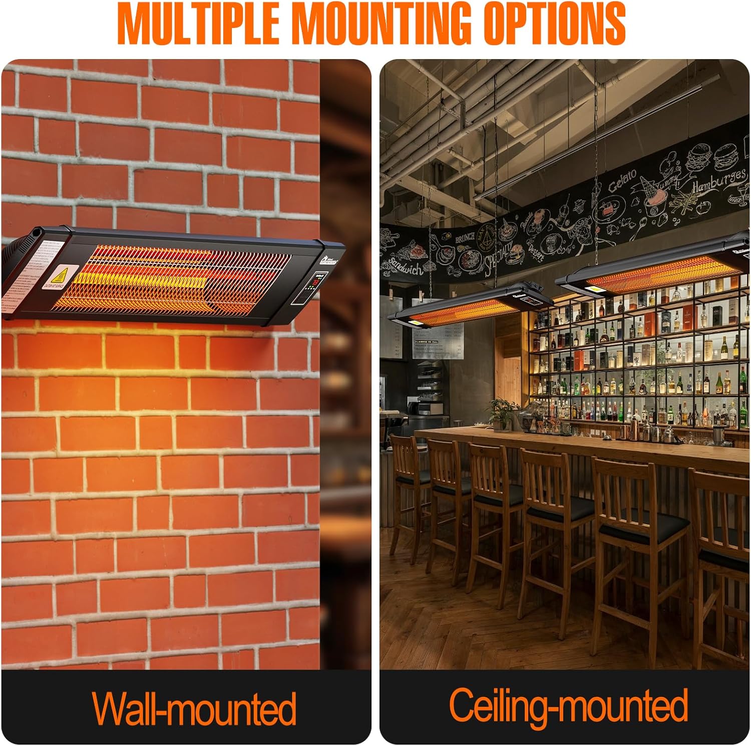 Dr Infrared Heater DR-238 Carbon Infrared Outdoor Heater for Restaurant, Patio, Backyard, Garage, and Decks, Standard, Black