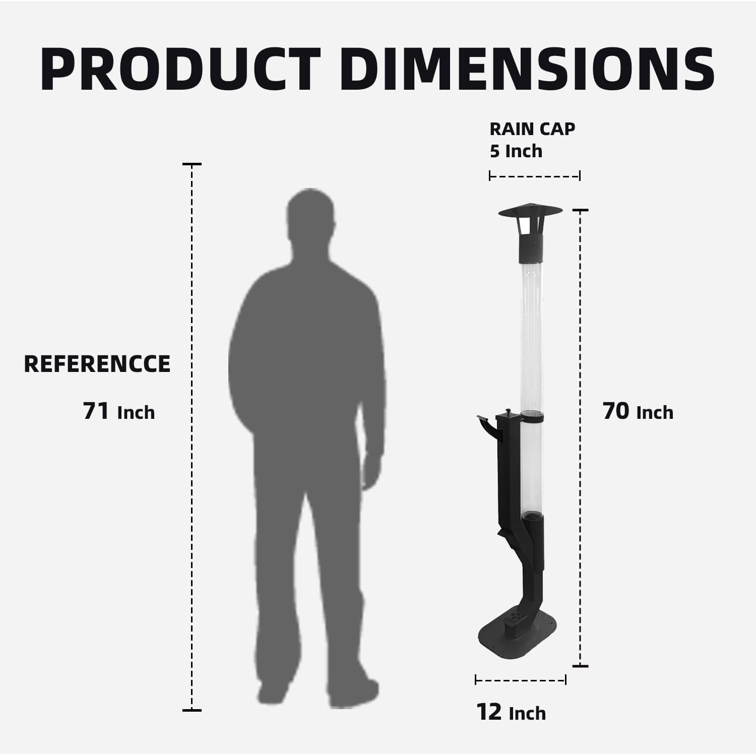 Wood Pellet Patio Pit, Portable Gravity Feed Outdoor Heater with Glass Tube Flame, Smokeless Non-Electric Rocket Pit for Backyard, Deck, Camping & RV (Black) (64 Wheels)