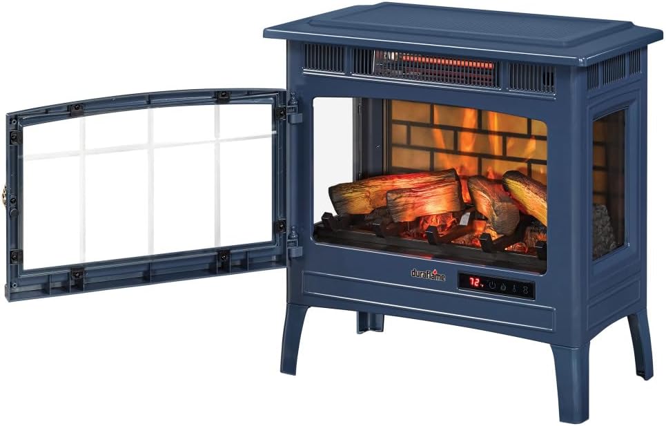 duraflame Freestanding Electric Fireplace Stove Heater with 3D Flame Effect for 1,000 Sq. Ft. Room, Black