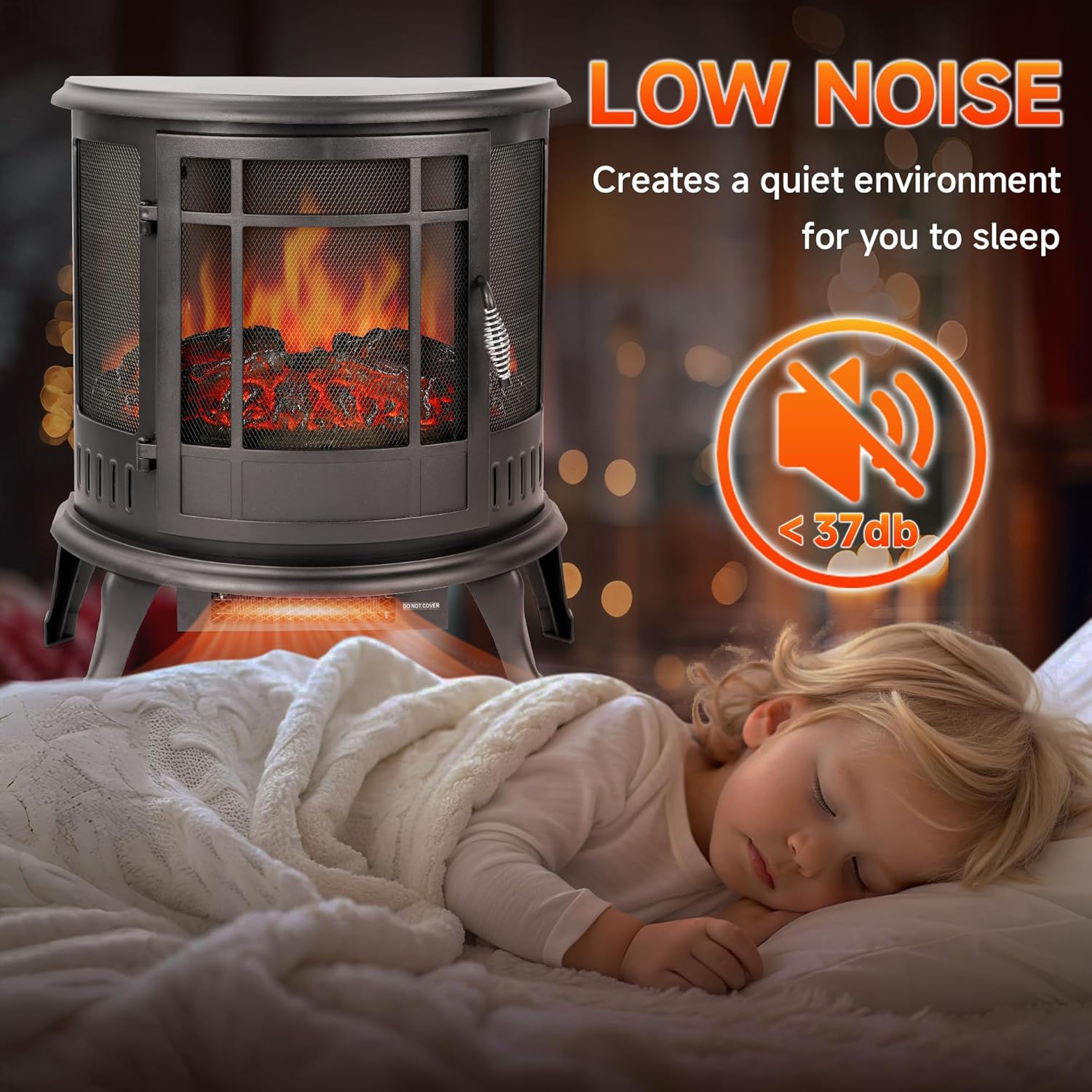 16 Small Electric Fireplace Heater - Desk Space Heater with Realistic Led 3D Flames, Freestanding Fire Places Electric Fireplace Heater for Indoor Use, 750 | 1500w, Overheating Protection