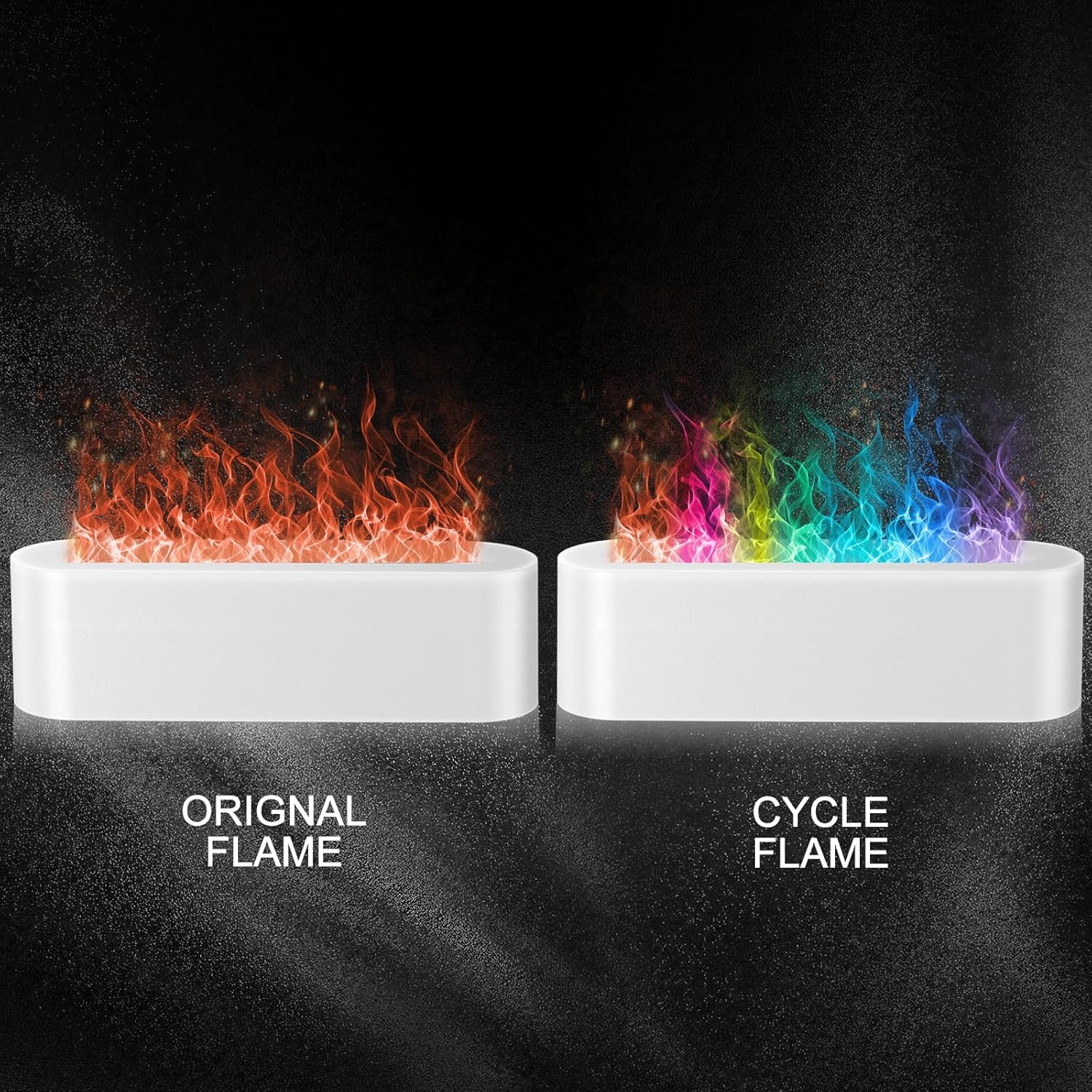 Colorful Flame Fire Diffuser Humidifier, 7 Colors Changing Oil Diffuser, Ultra-Quiet Aroma Essential Oils Aromatherapy Diffusers for Large Room, Bedroom, Office(Timeable, Waterless Auto off-150ml)