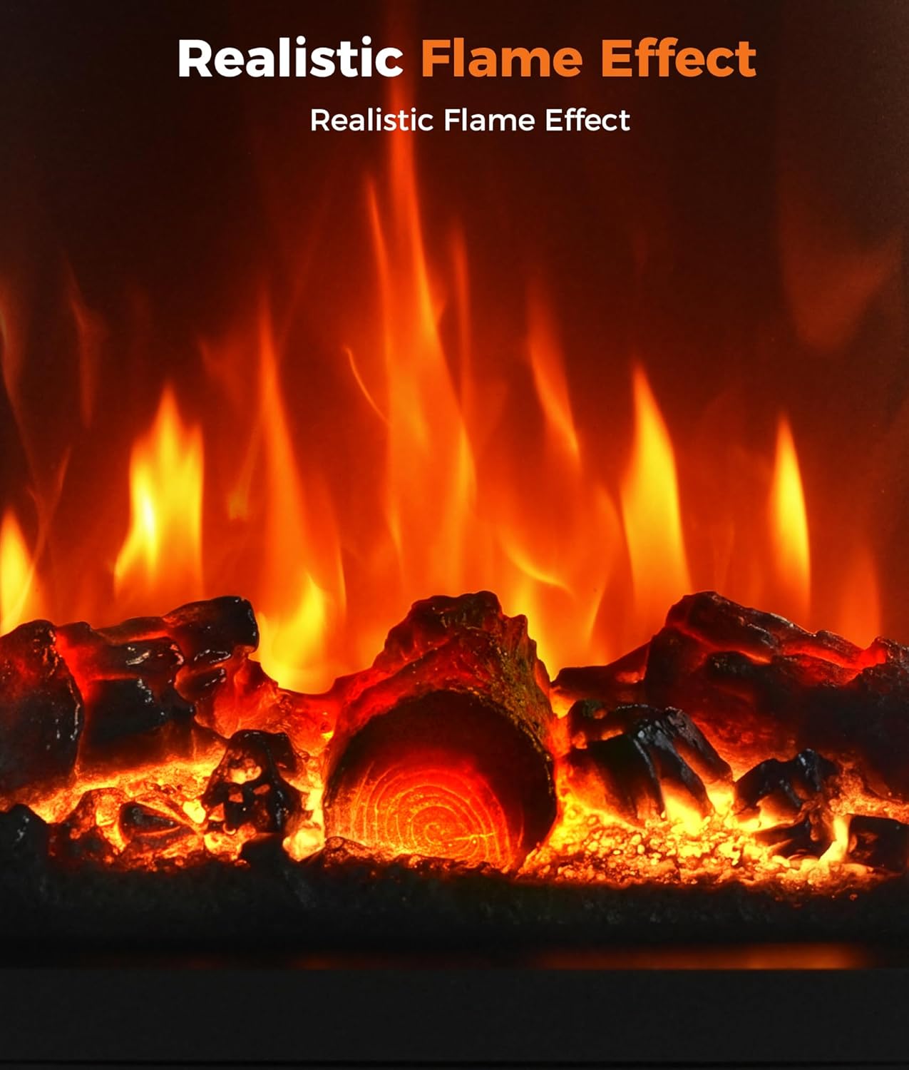 Oylus Electric Fireplace Stove Heater - Freestanding Fireplace Heater for Indoor Use with Realistic 3D Flame, Adjustable Thermostat & Remote, Quiet, Timer for Living Room and Bedroom