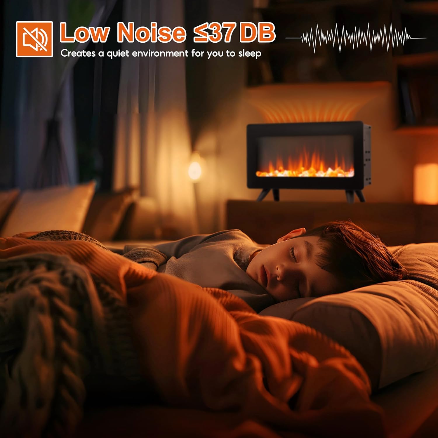 16 Small Electric Fireplace Heater - Desk Space Heater with Realistic Led 3D Flames, Freestanding Fire Places Electric Fireplace Heater for Indoor Use, 750 | 1500w, Overheating Protection