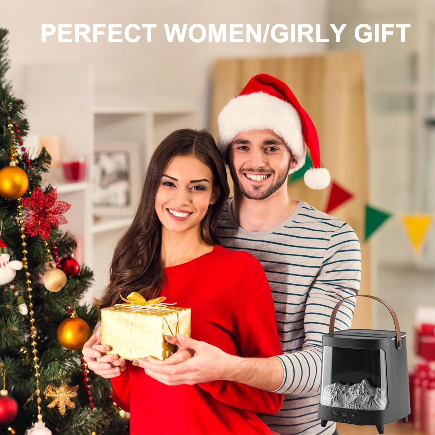 Colorful Flame Fire Diffuser Humidifier, 7 Colors Changing Oil Diffuser, Ultra-Quiet Aroma Essential Oils Aromatherapy Diffusers for Large Room, Bedroom, Office(Timeable, Waterless Auto off-150ml)