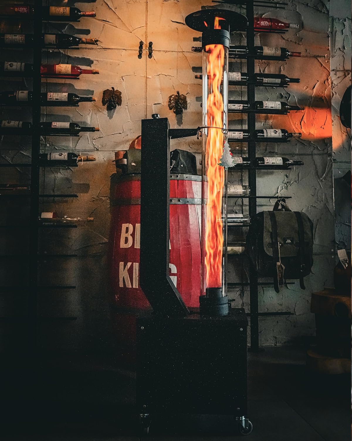 Atlas Authentic Wood Pellet Patio Heater – Smokeless Flame, Portable with Wheels, Easy Cleanout – Durable, Modern Look for Home, Garden & Camping