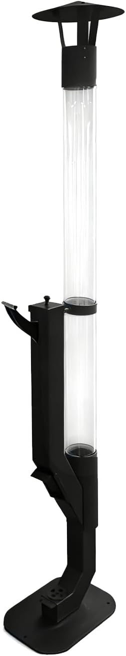 Wood Pellet Patio Pit, Portable Gravity Feed Outdoor Heater with Glass Tube Flame, Smokeless Non-Electric Rocket Pit for Backyard, Deck, Camping & RV (Black) (64 Wheels)