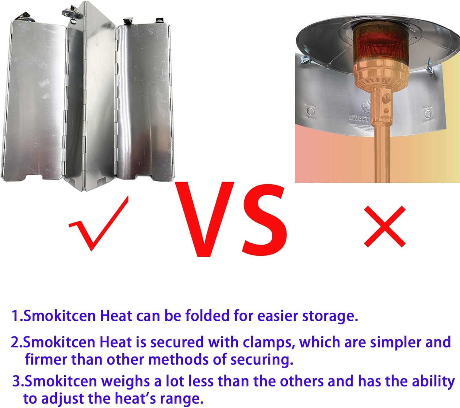 Smokitcen Adjustable Heat Focusing Reflector for Round Natural Gas and Propane Patio Heaters