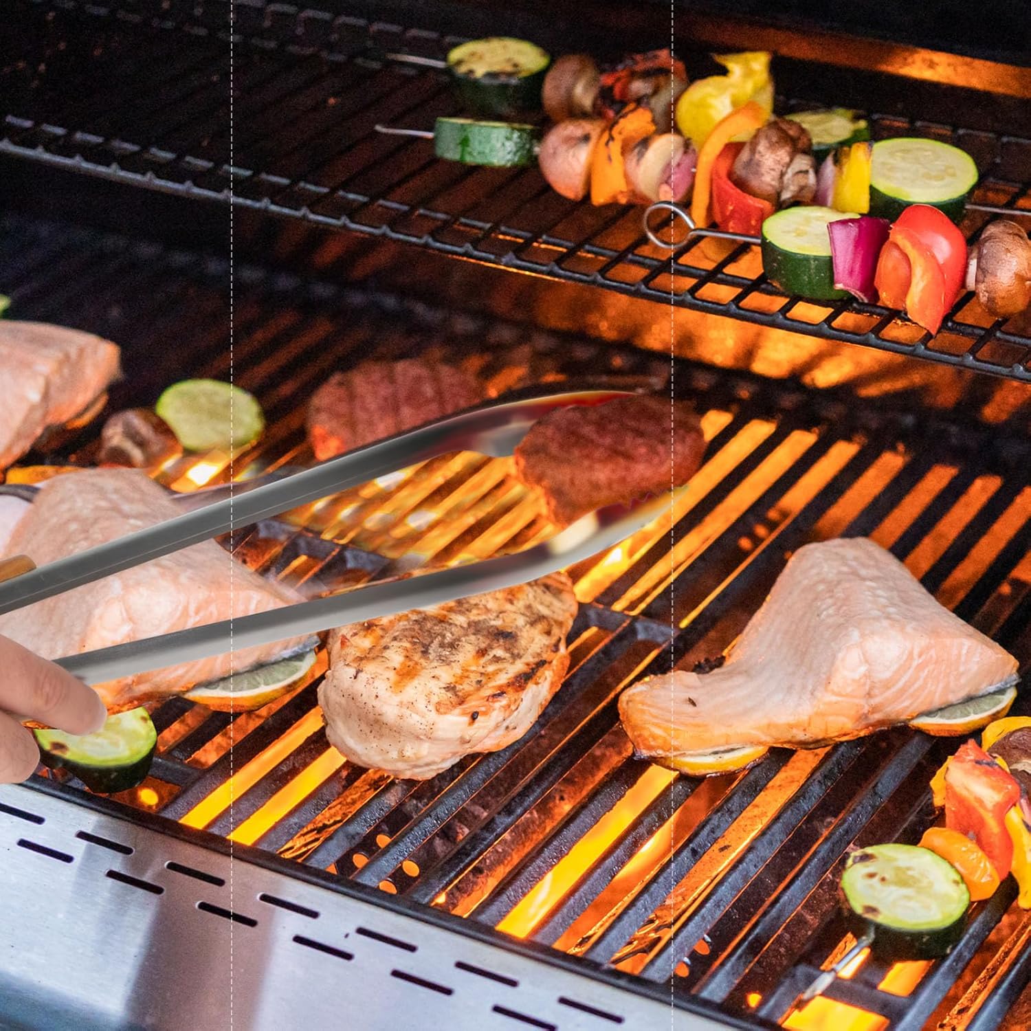 XUDAKAIXIN Fire Pit Tongs 32-inch Super Long for Loading Wood,BBQ with Extended Luxurious Acacia Handle for Fire Pits, Fire Rings,Campfires, and Fireplaces, Outdoor or Indoor ﻿