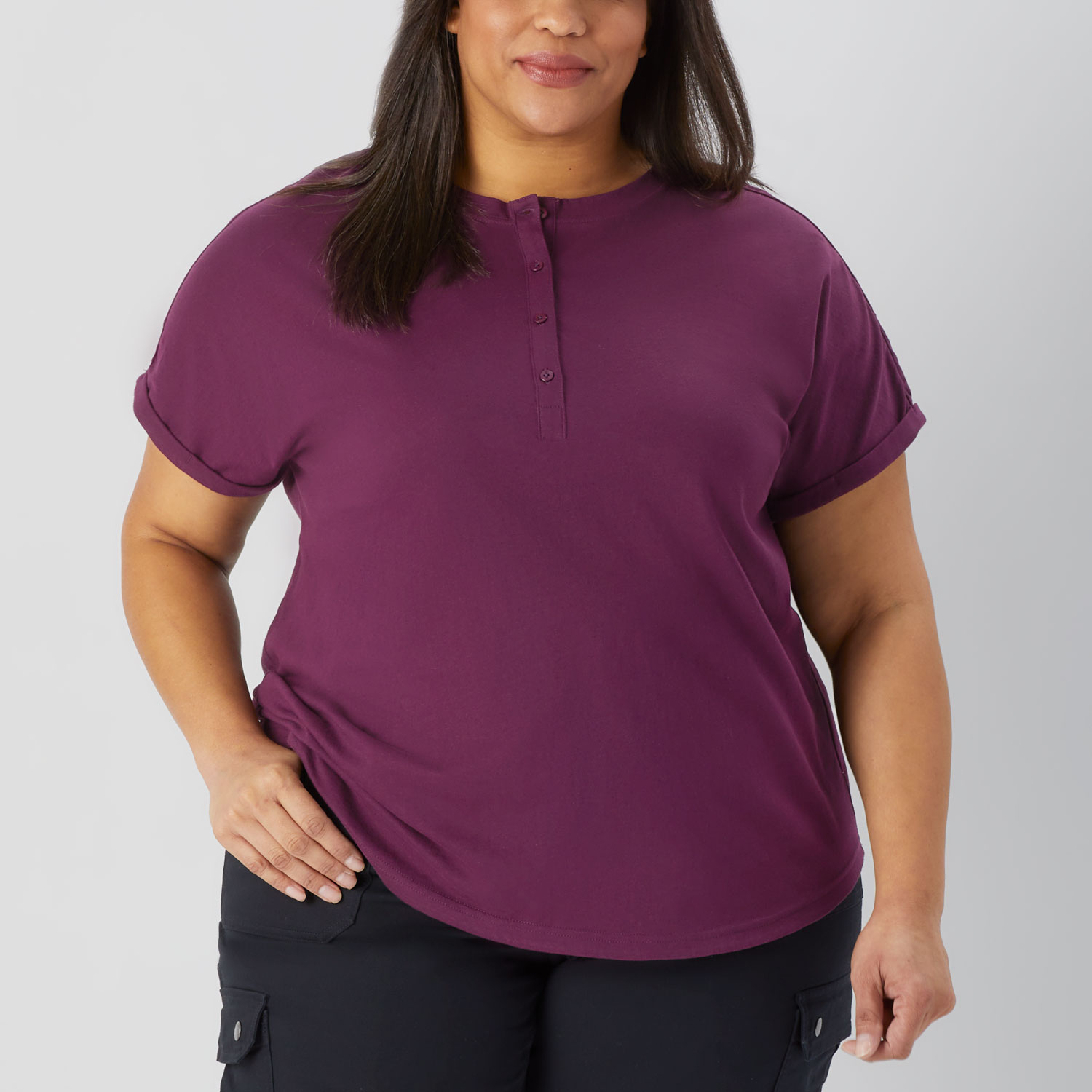 Women's Plus Lightweight Longtail T Short Sleeve Henley