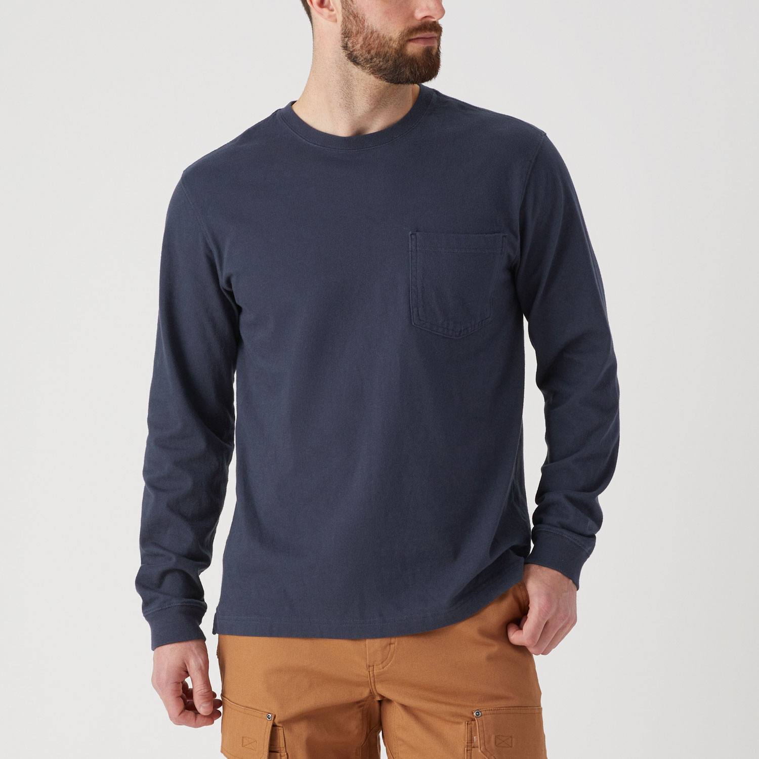 Men's Un-Longtail T Standard Fit Long Sleeve Pocket Crew