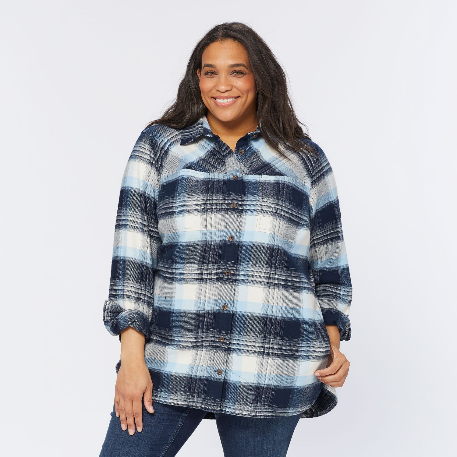 Women's Plus Folklore Flannel Tunic