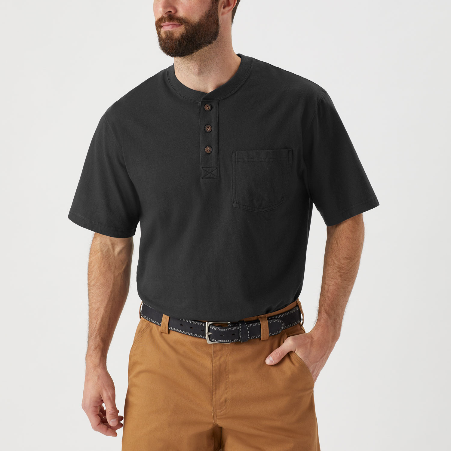 Men's Longtail T Relaxed Fit Short Sleeve Pocket Henley