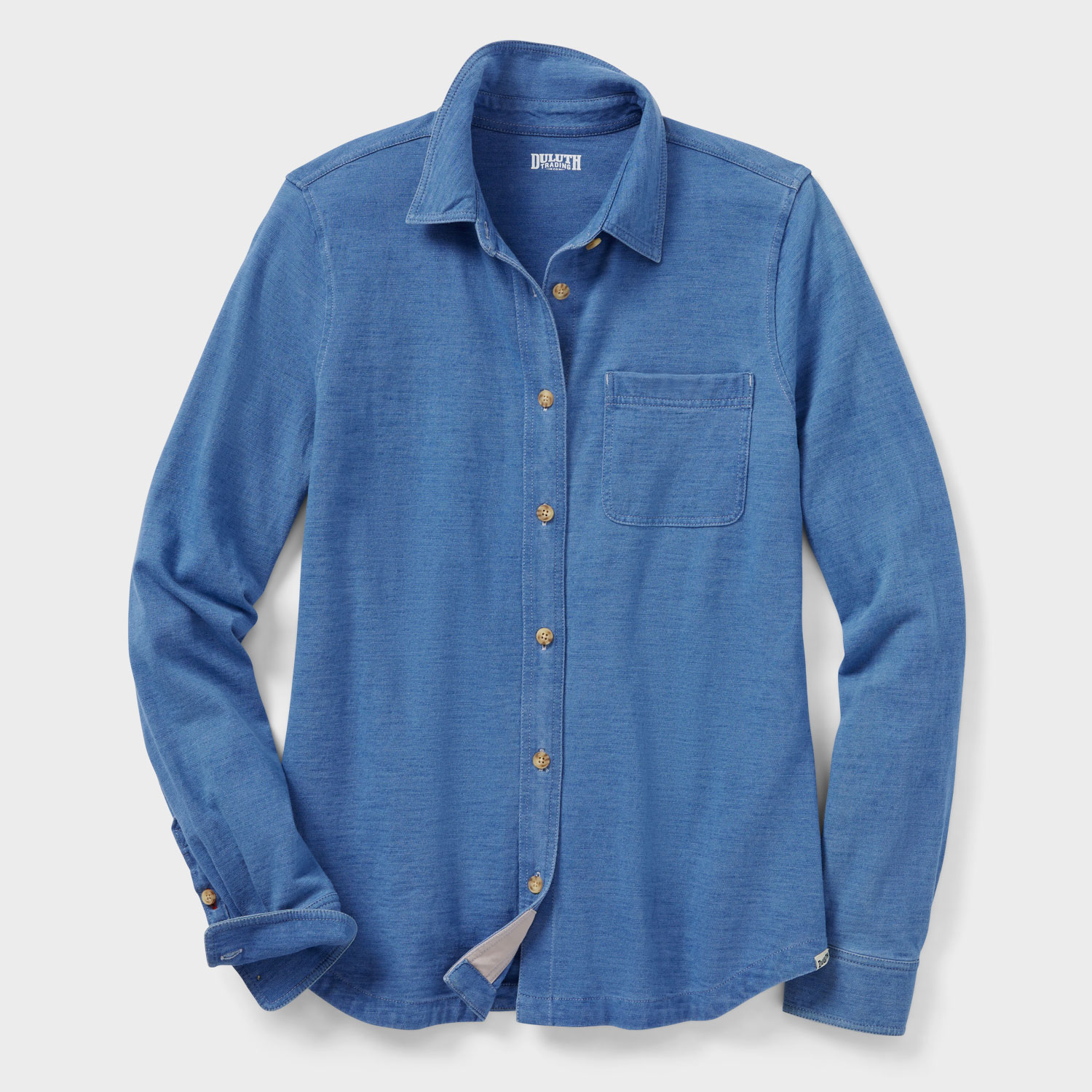 Women's Indigo Knit Button-Front Shirt