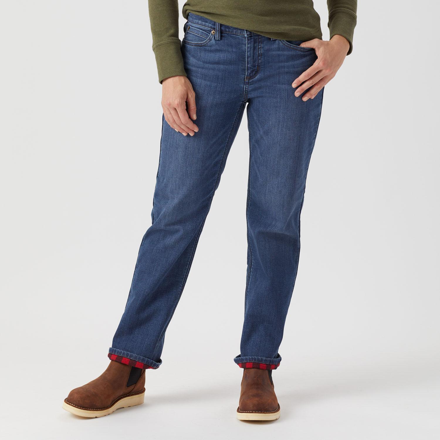 Women's Daily Denim Lined Straight Leg Jeans
