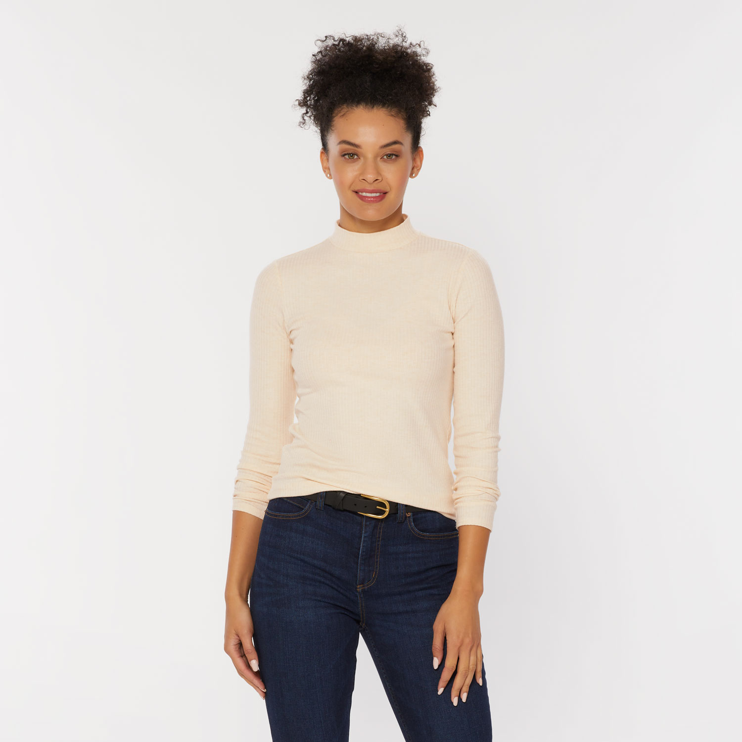 Women's Layering Rib Mockneck Long Sleeve Shirt