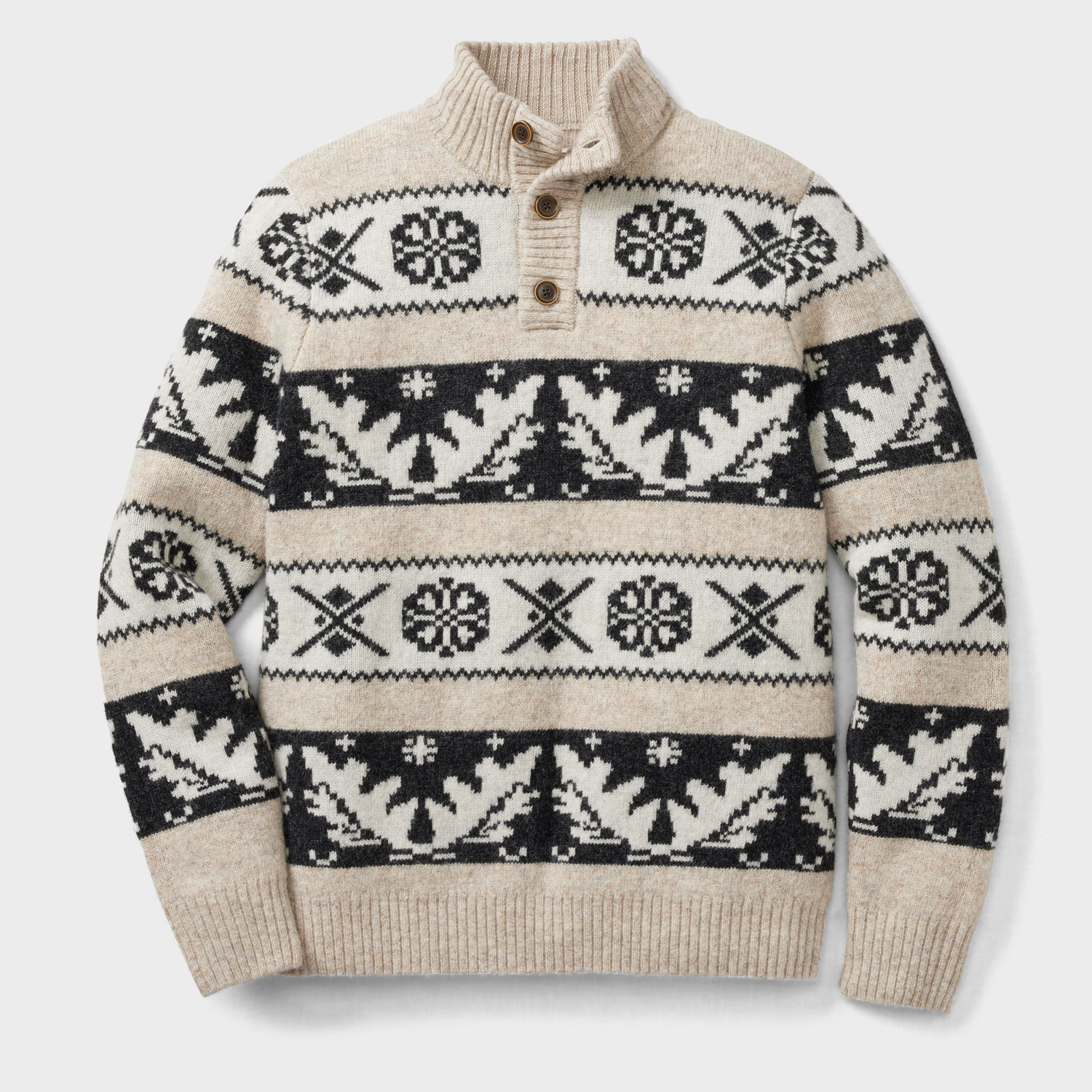 Men's Shetland Wool Fair Isle Mock