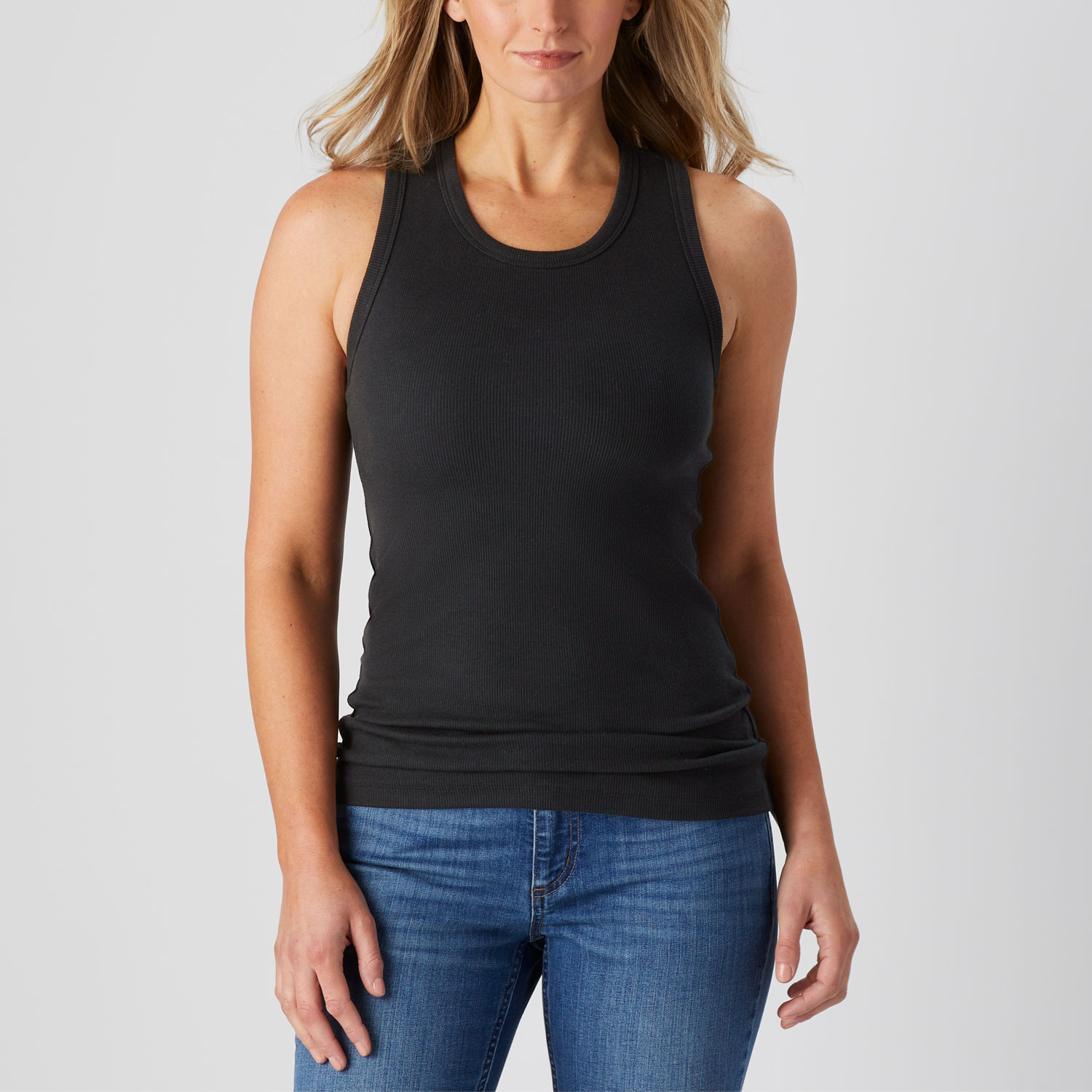 Women's No-Yank Rib Racerback Shelf Bra Tank