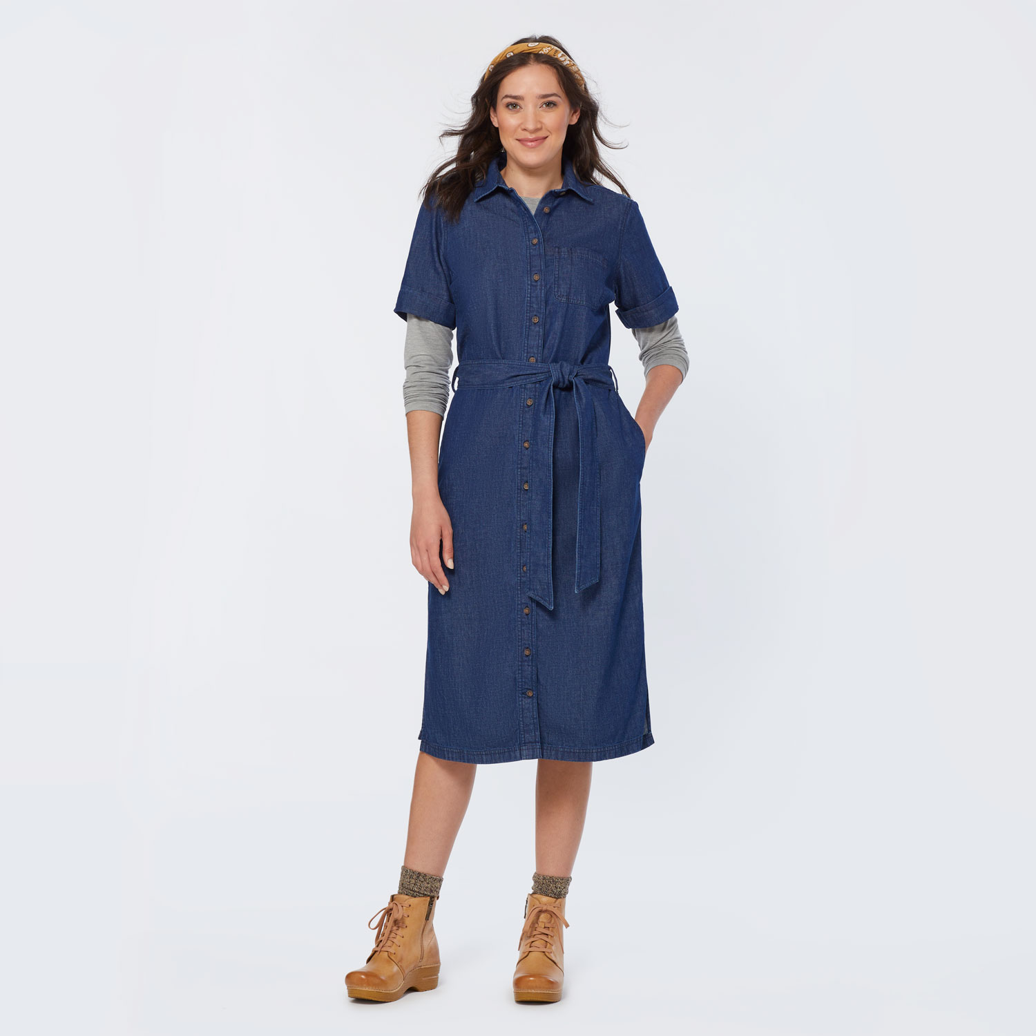 Women's Denim Midi Dress
