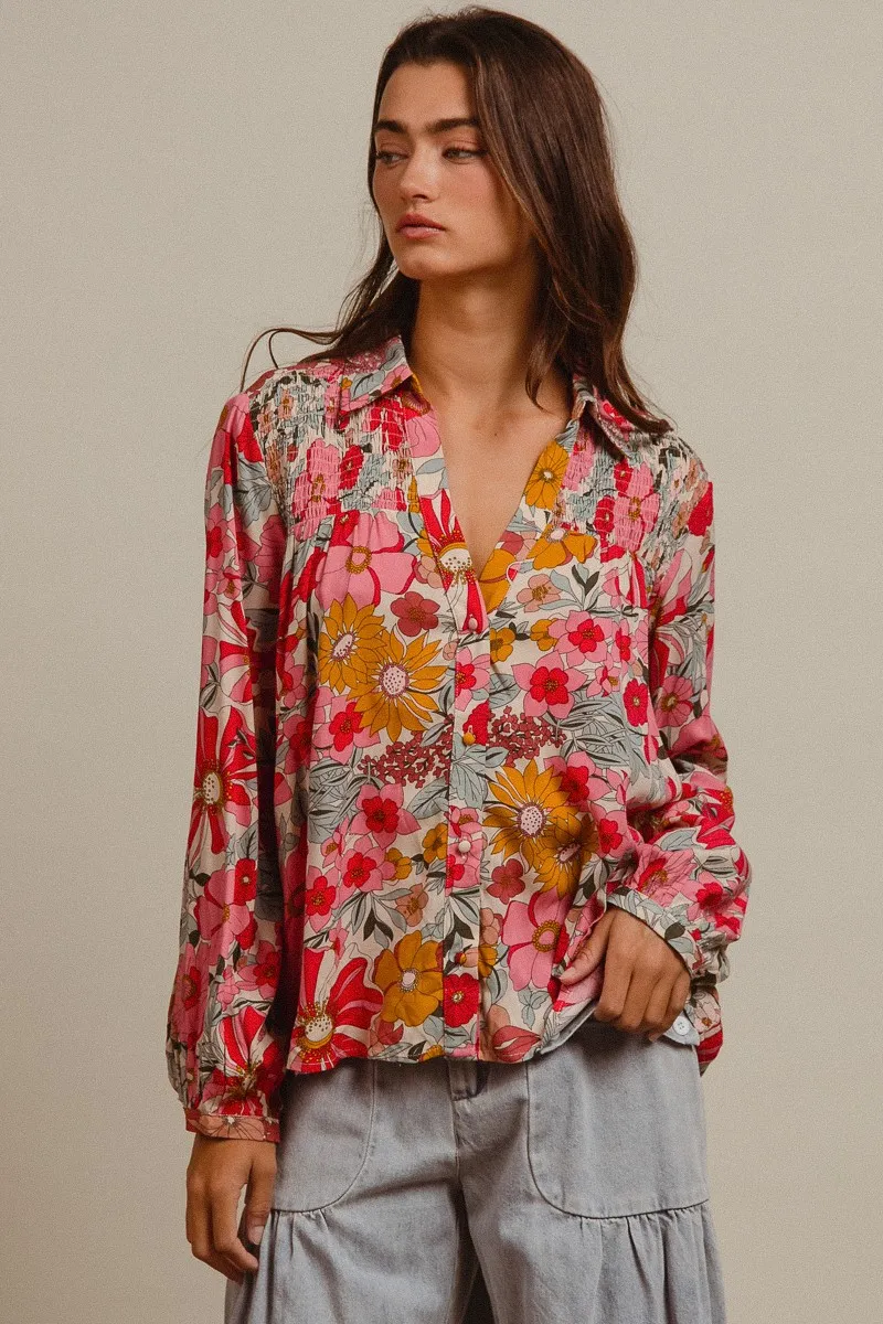 BiBi Woven Floral Printed Shirt Top