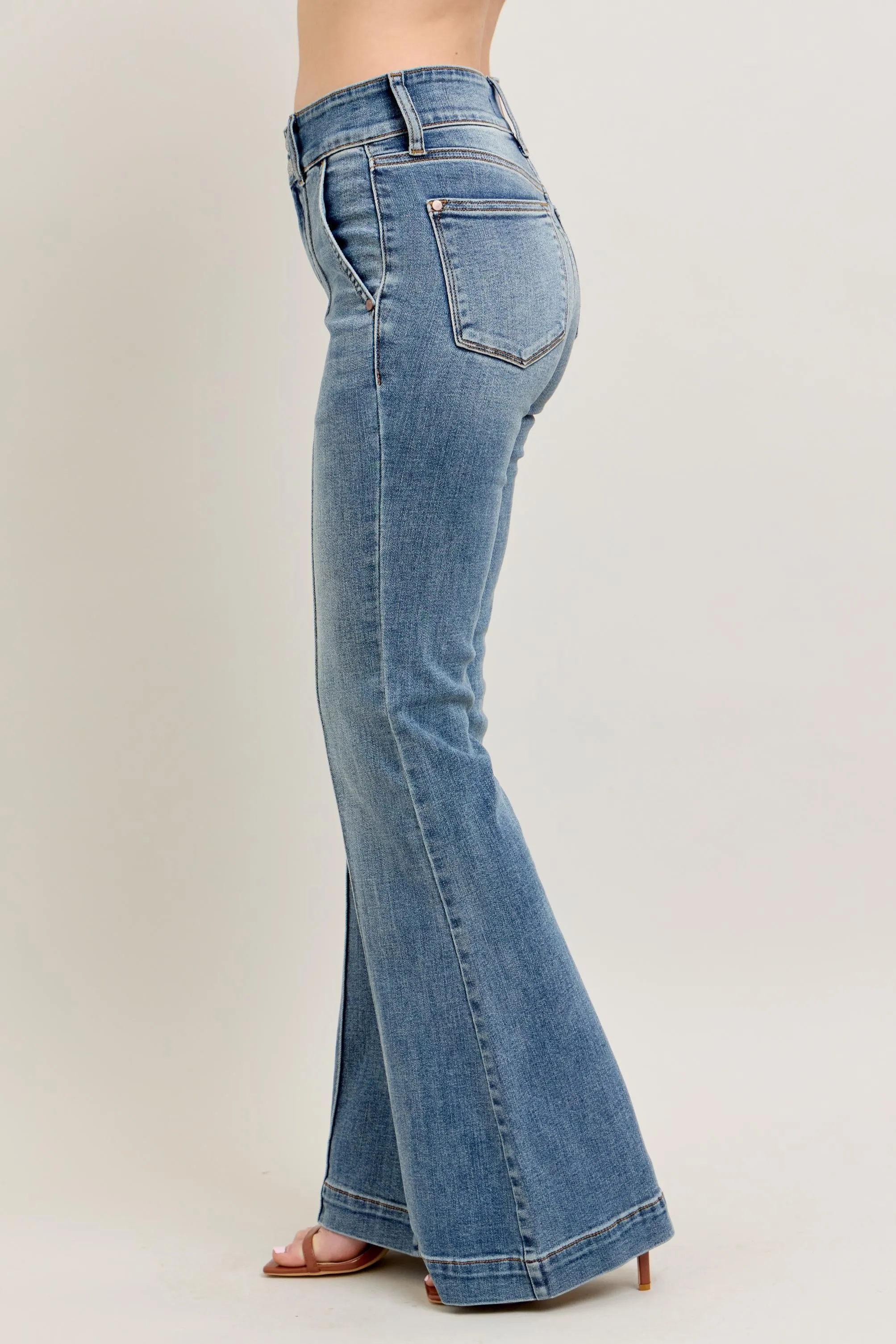 Judy Blue Full Size High-Waist Flare Denim Jeans with Front Seam Detail Plus Size