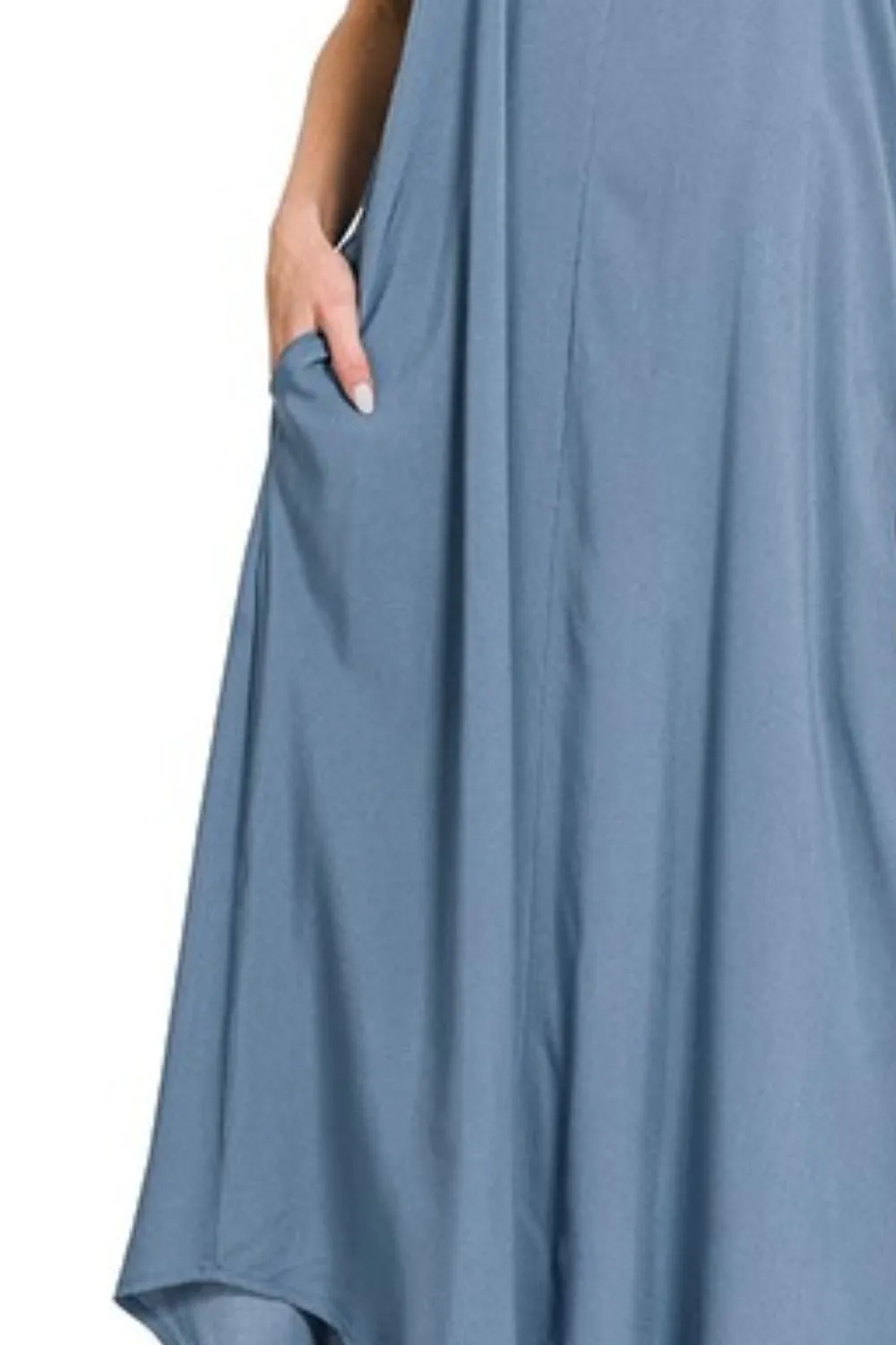 Zenana Woven Arc Hem Cami Dress With Flowy Pockets