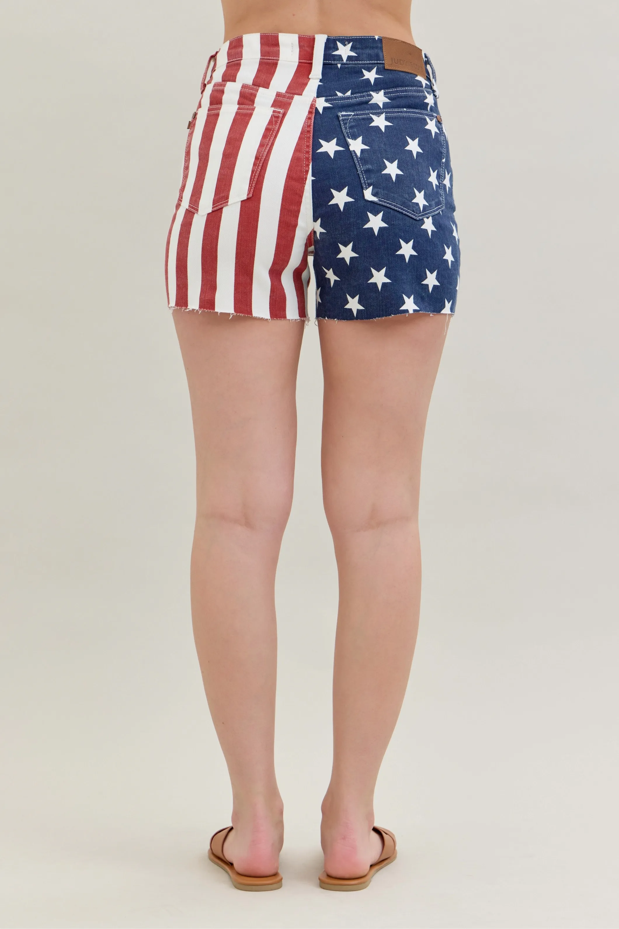 Judy Blue Full Size High Waist Americana Flag Fray Hem Shorts Plus Size