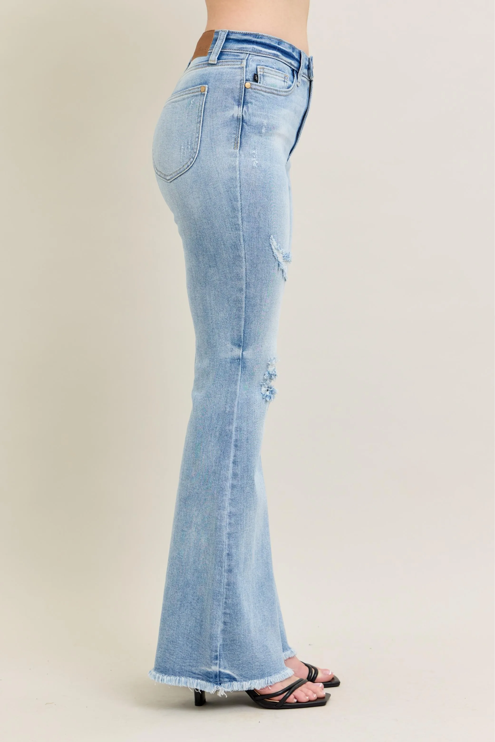 Judy Blue Full Size Hw Flare Jeans W/ Shield Pockets Plus Size