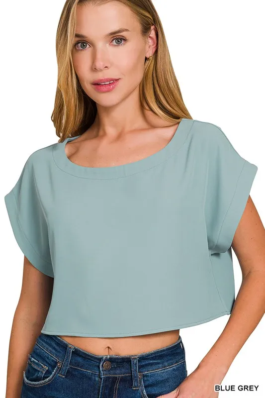 Zenana Heavy Woven Span Crop Tee & Skirt Set