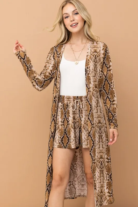 And The Why Animal Print Kimono and Shorts Set