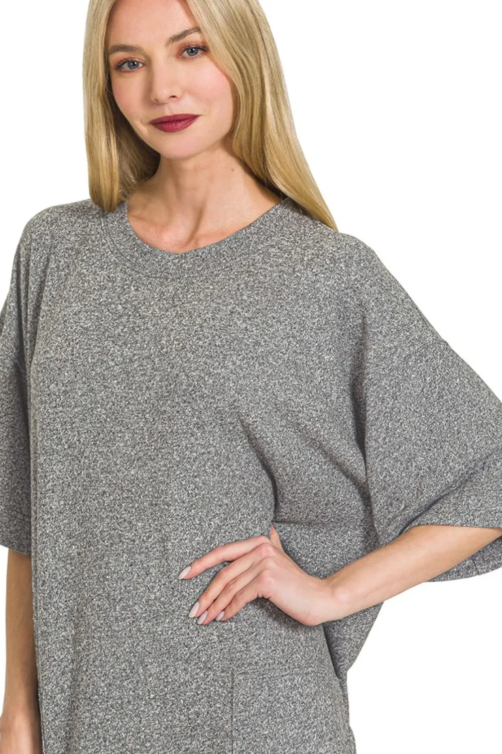 Zenana Soft Melange Hacci T-shirts Dress