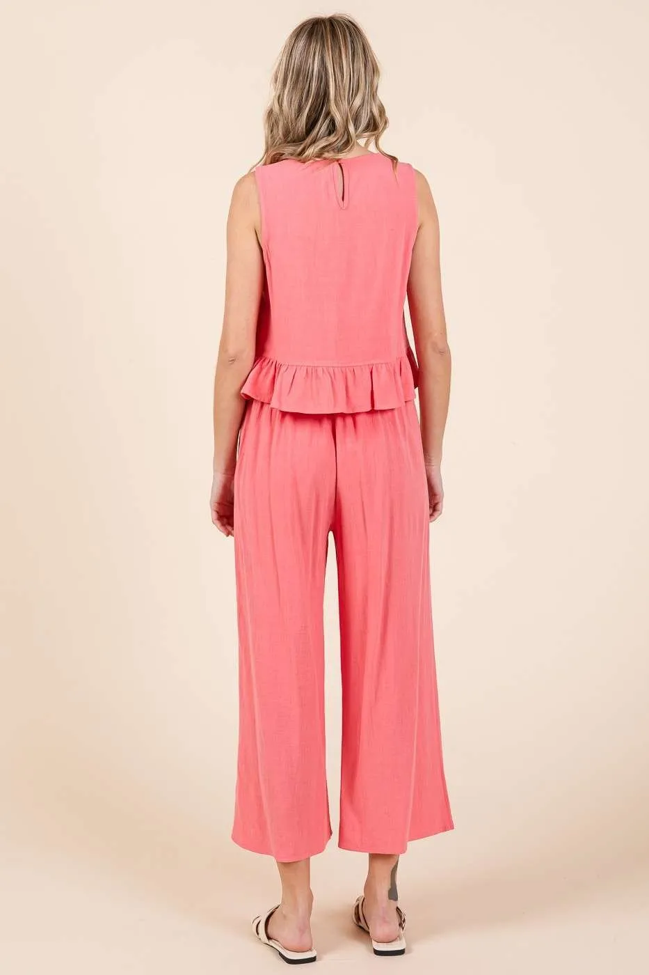 Mittoshop Linen Ruffle Tank Top and Pants Set