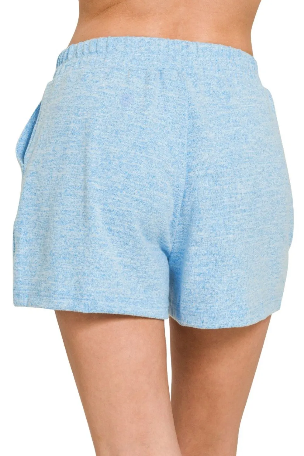 Zenana Soft Melange Hacci Elastic Waist Band Shorts