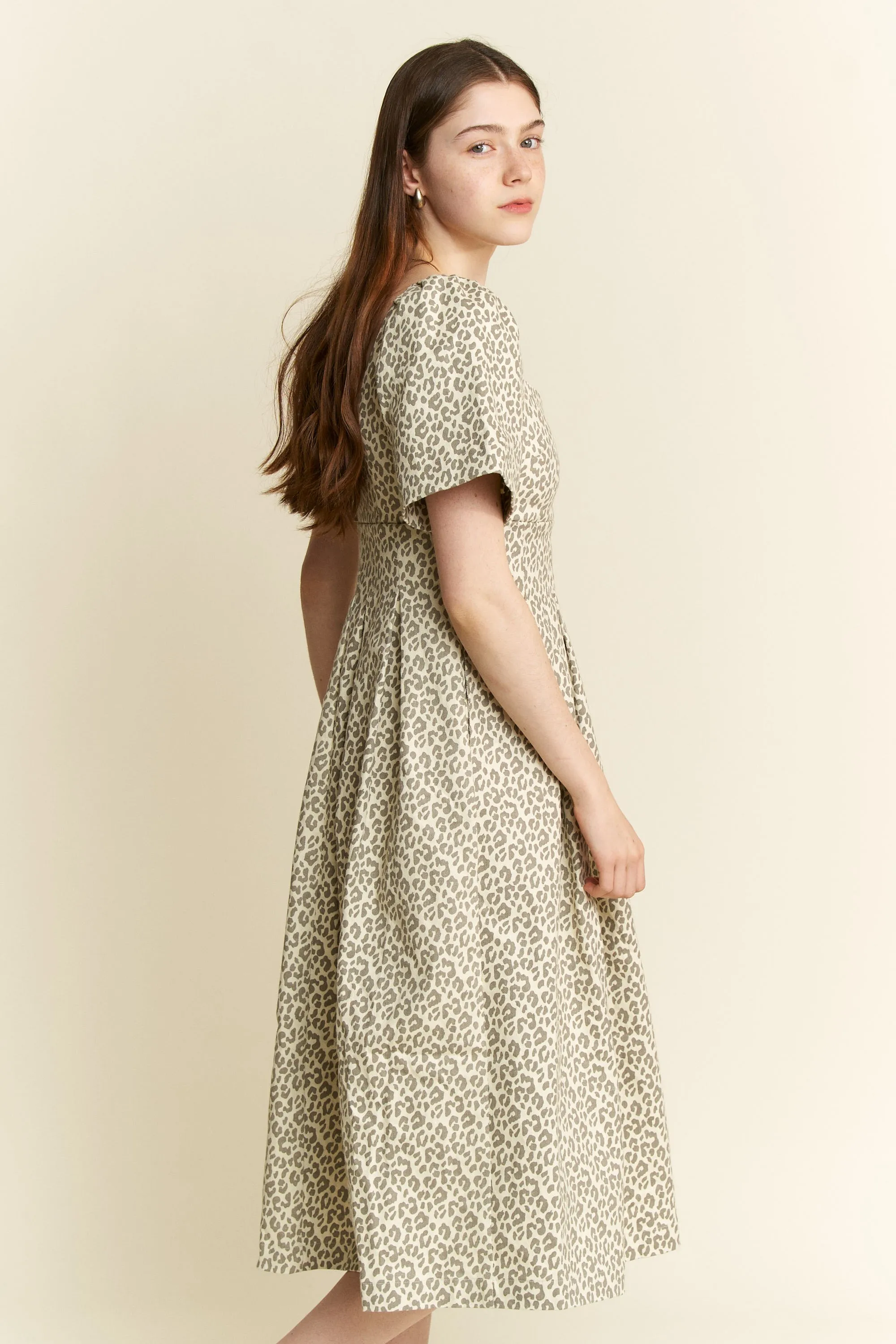 Jade By Jane Full Size Leopard Print Bell Sleeve Midi Dress Plus Size