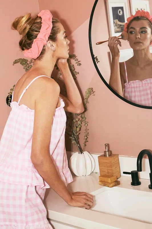 Lime 'N' Chili Gingham Ruffle Trim Cami and Shorts Pajama Set