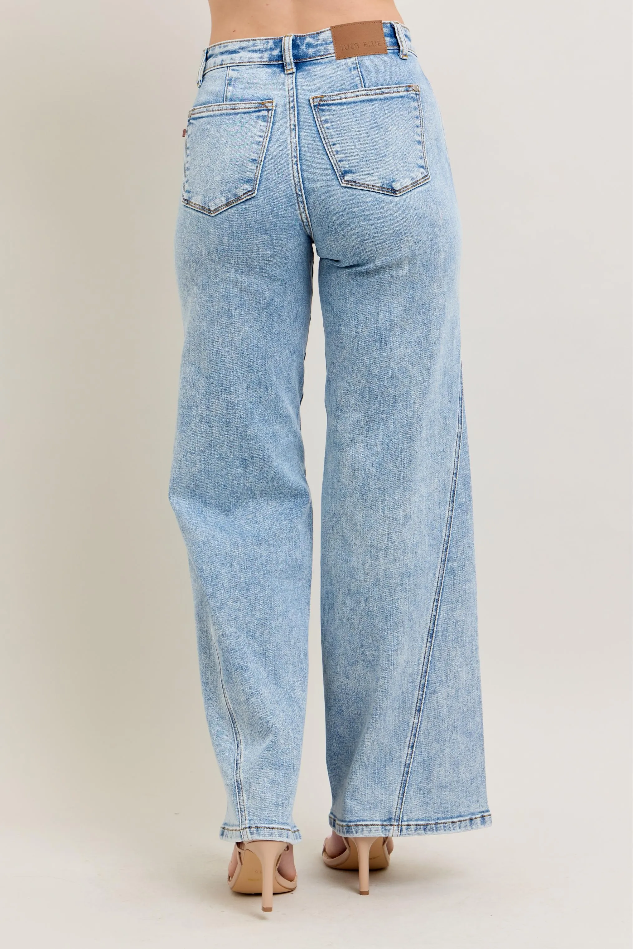 Judy Blue Full Size High Waist Wide Leg Jeans with Skewed Inseam Plus Size
