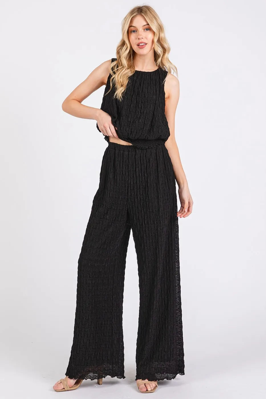 Mittoshop Textured Stretchy Crop Tank and Pants Set