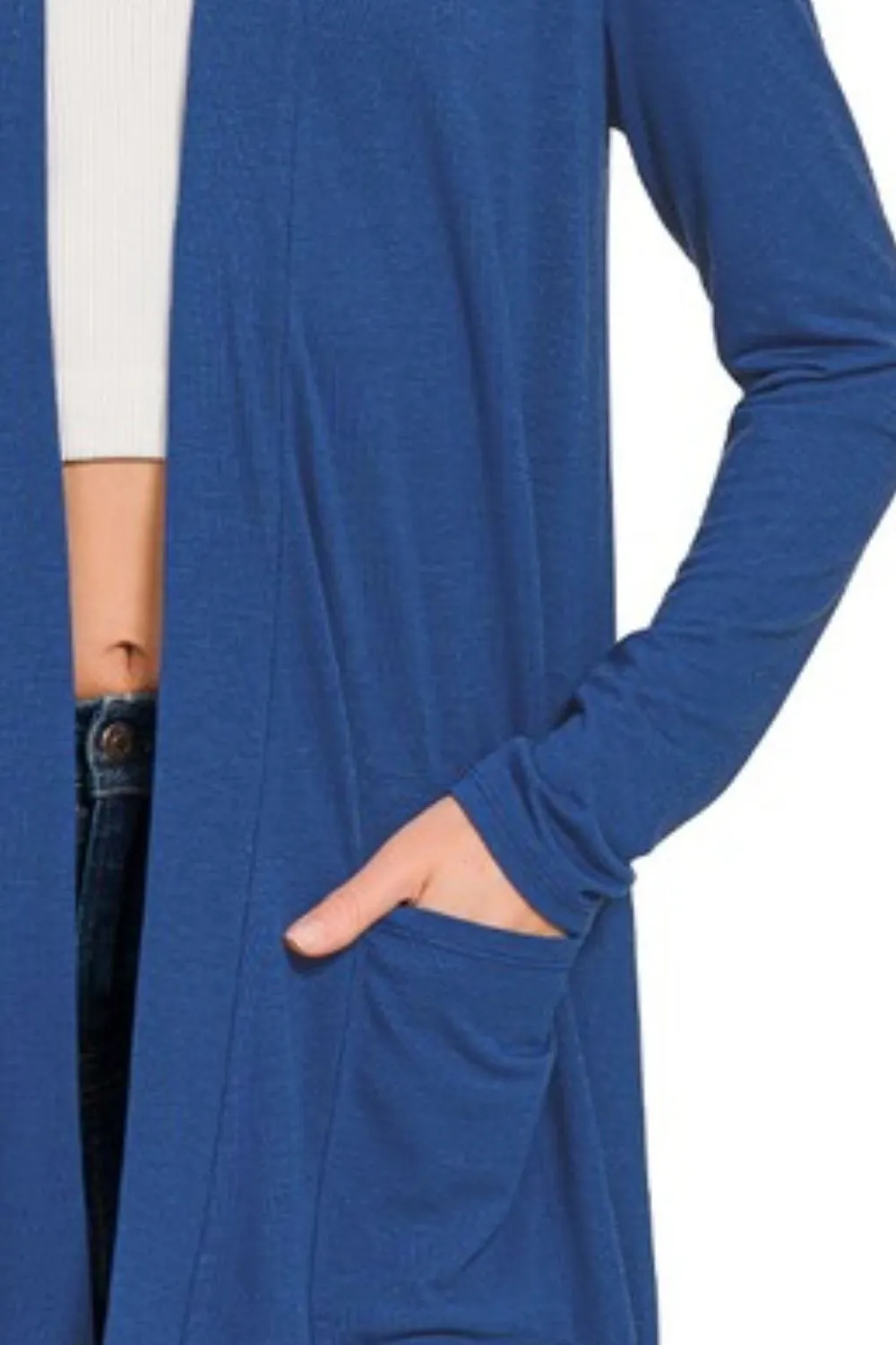 Zenana Slouchy Lightweight Open Front Pocket Cardigan