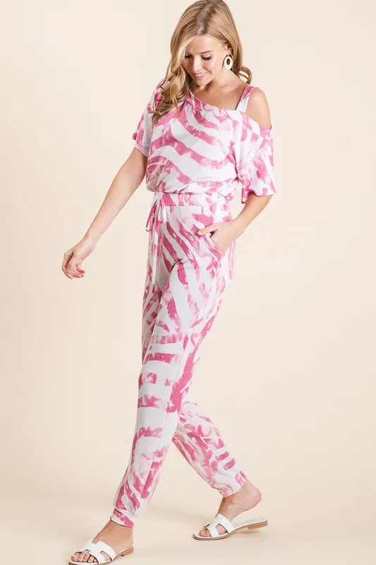 BiBi Zebra Print French Terry Top and Pants Set