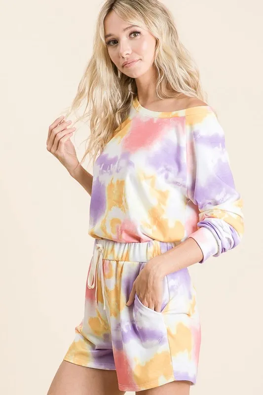 BiBi Tie Dye French Terry Top and Shorts Set